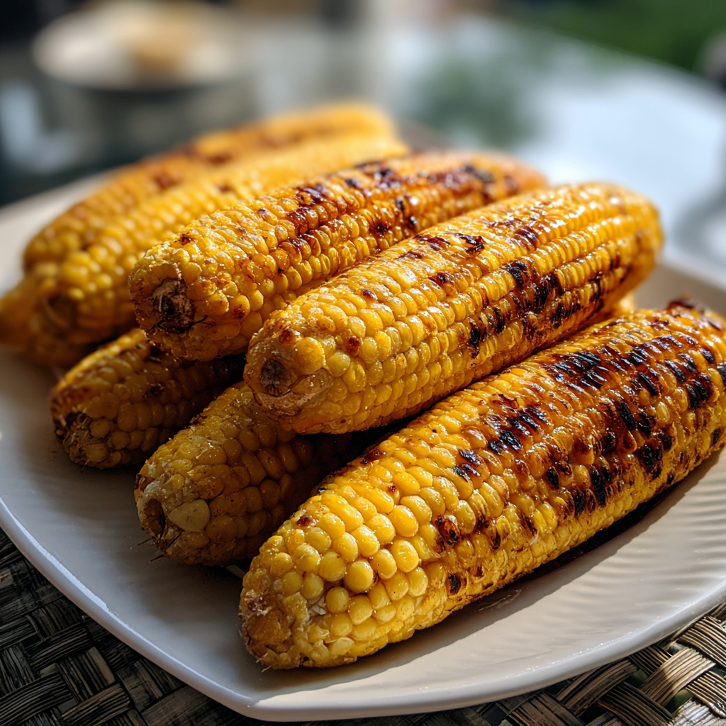 A platter of grilled corn | Source: Midjourney