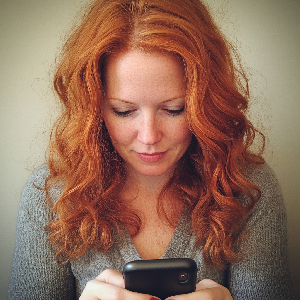 A woman texting | Source: Midjourney