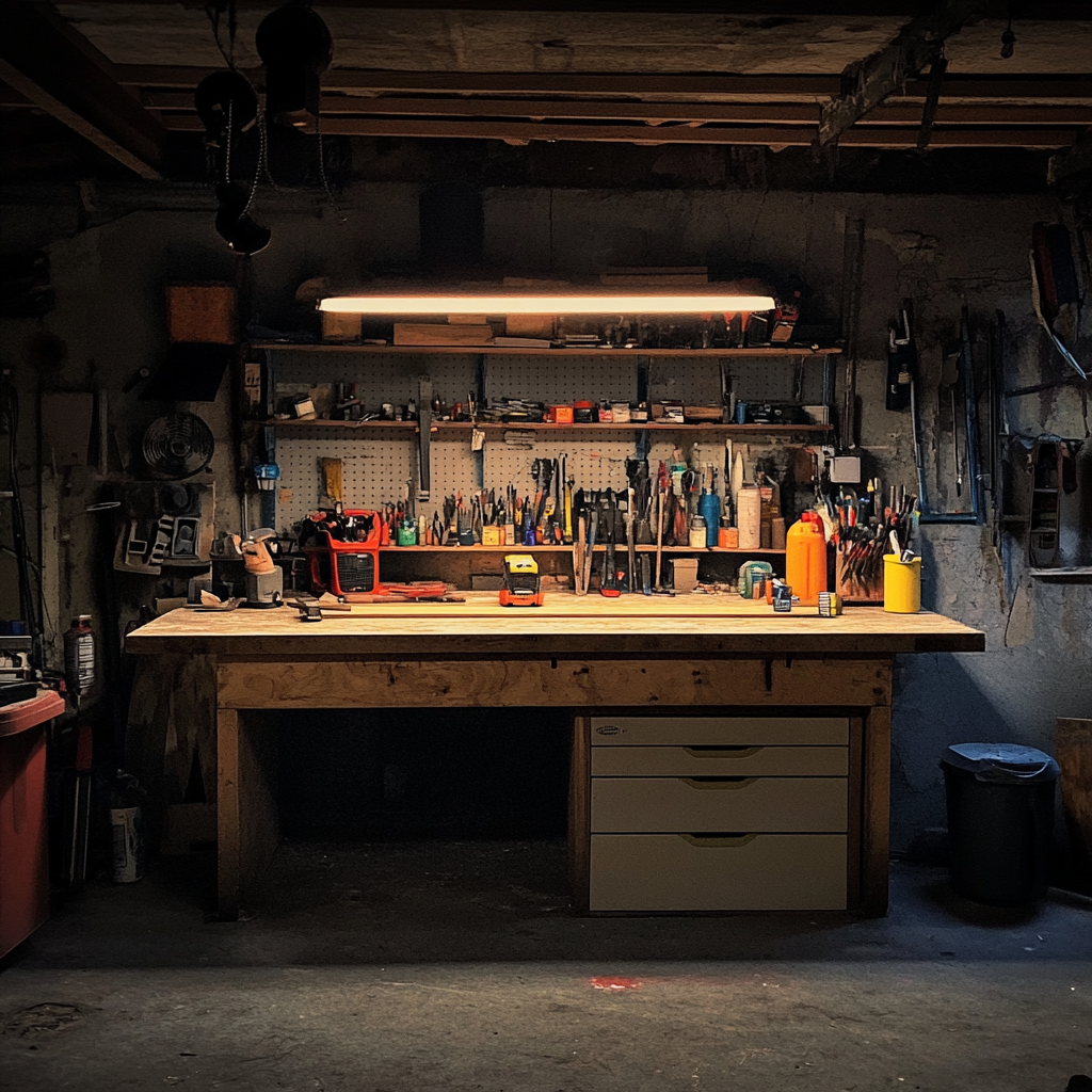 A workbench in a garage | Source: Midjourney