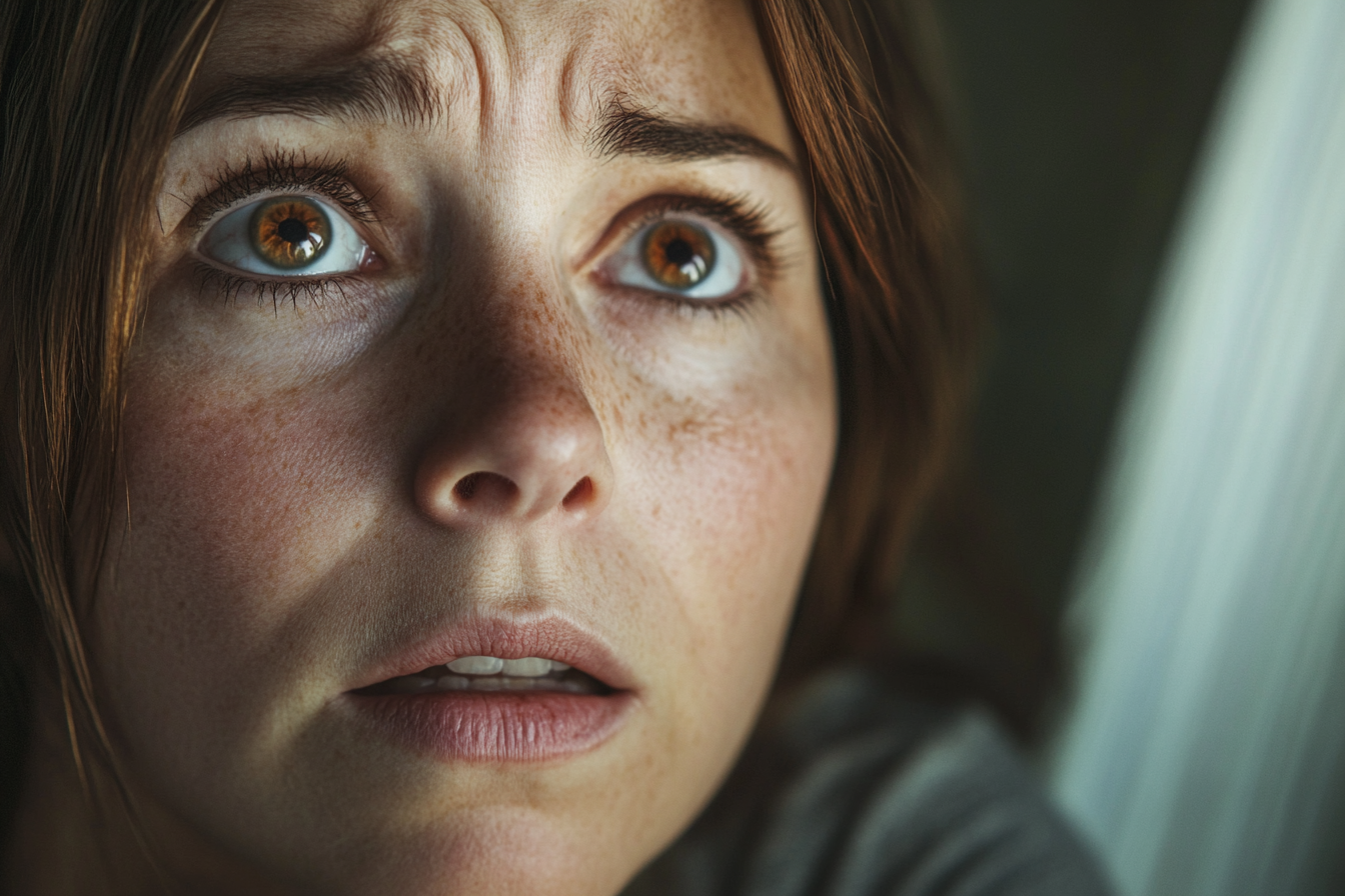 Close up of a frightened woman | Source: Midjourney