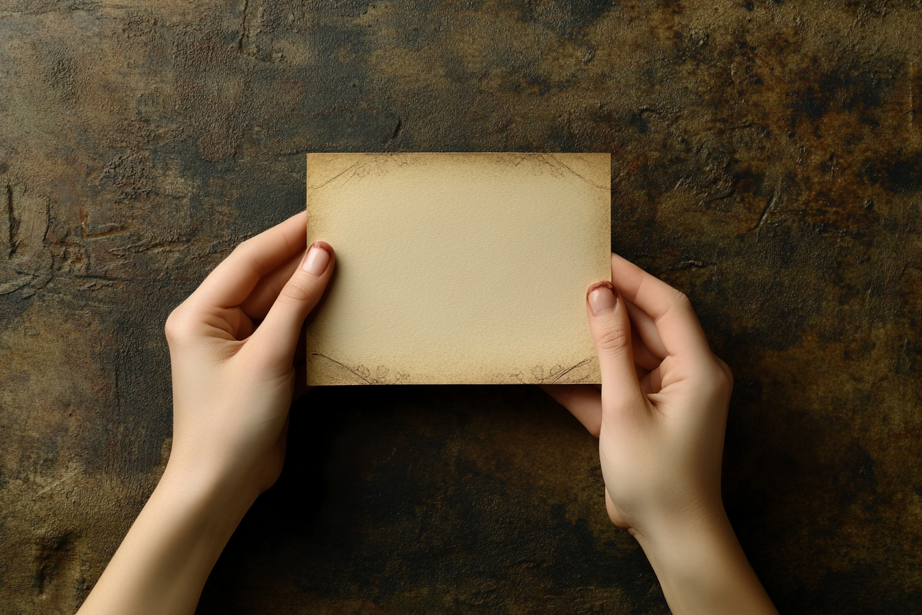 Uma mulher segurando um pedaço de papel | Fonte: Midjourney