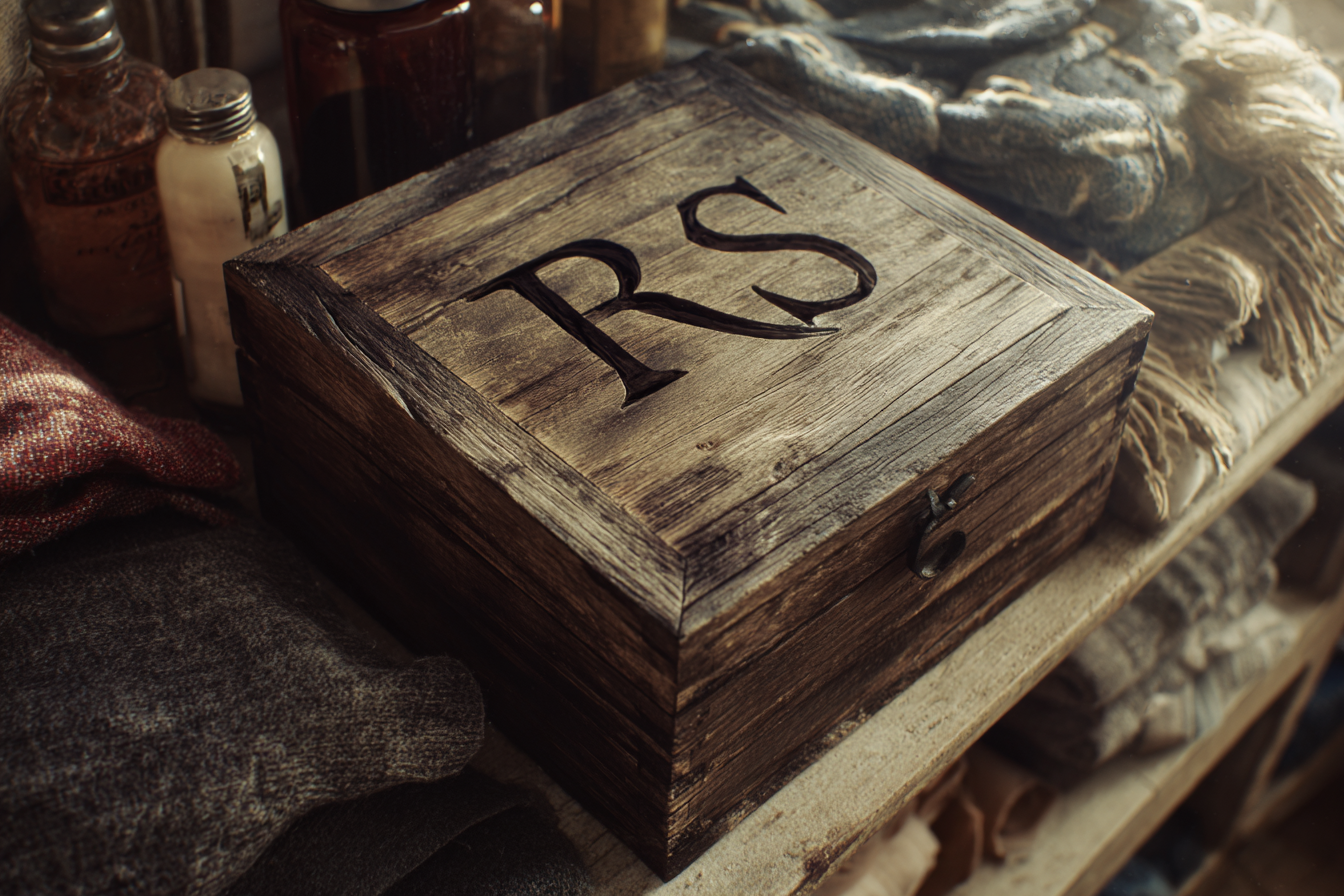 A wooden box with initials | Source: Midjourney