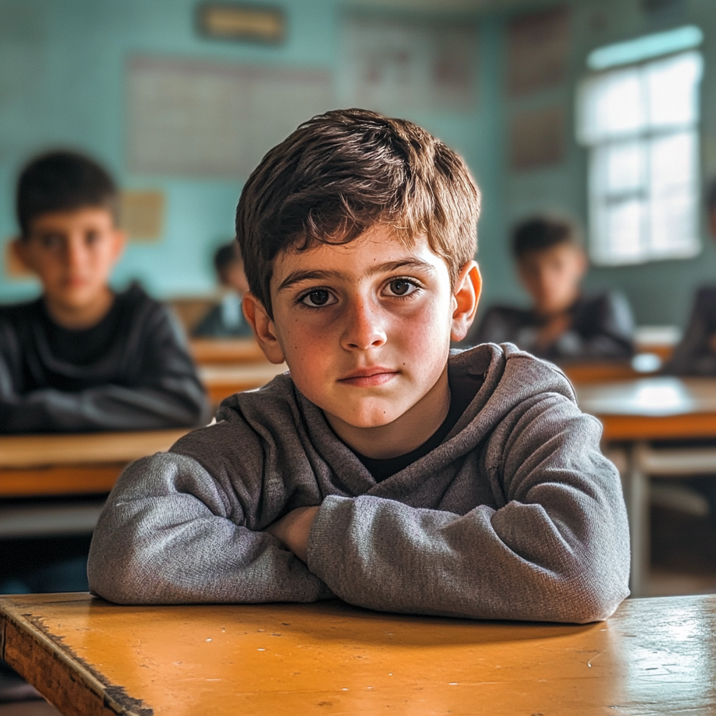 A focused student sitting in a classroom | Source: Midjourney