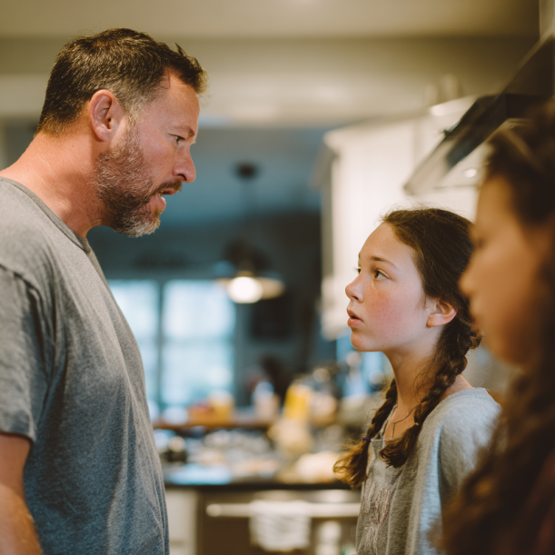 Father and daughter arguing as mother watches | Source: Midjourney