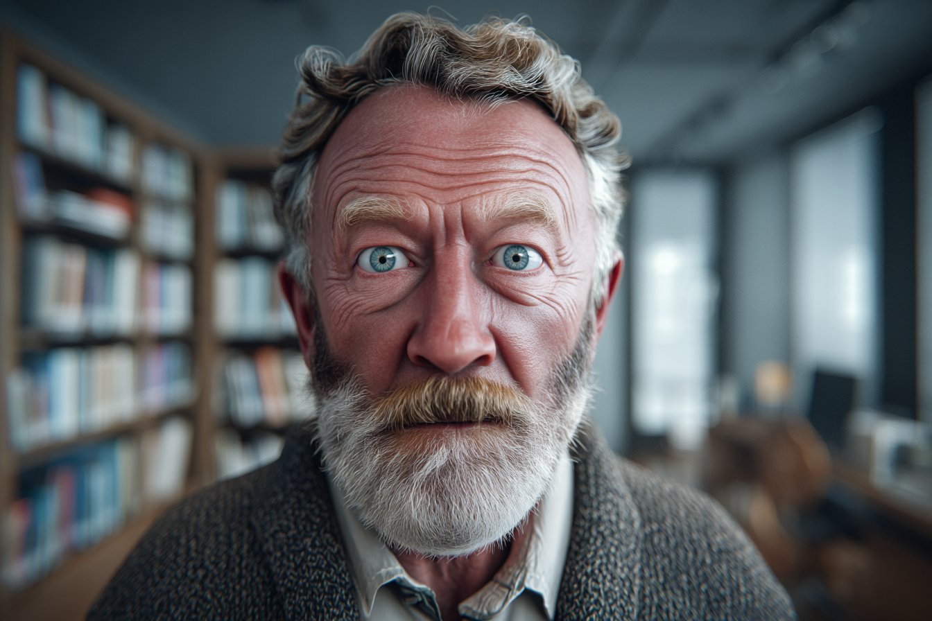 A man looking straight ahead with wide eyes | Source: Midjourney