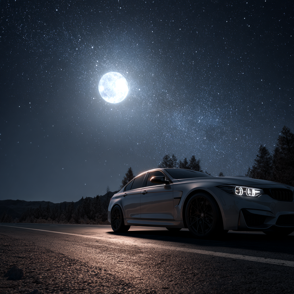 A car on the road on a starry night | Source: Midjourney