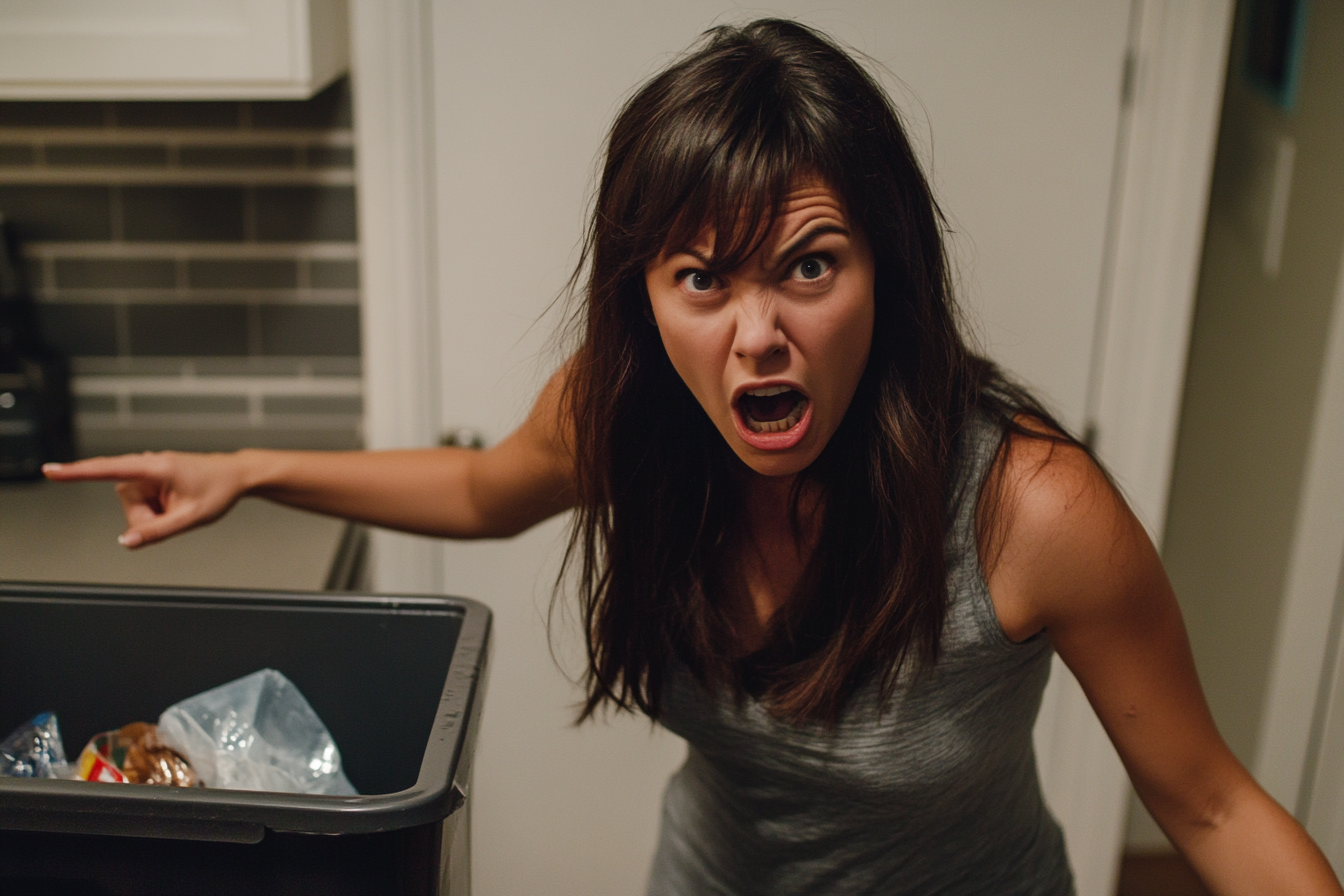 A woman speaking angrily in a kitchen | Source: Midjourney