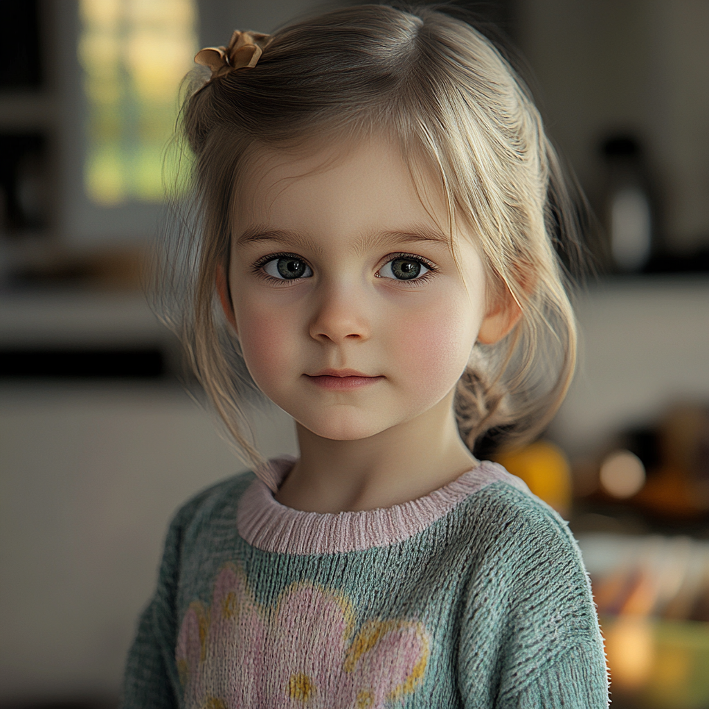 A little girl standing in a kitchen | Source: Midjourney