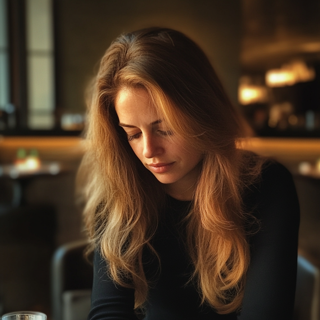 Une femme assise à un bar | Source : Midjourney