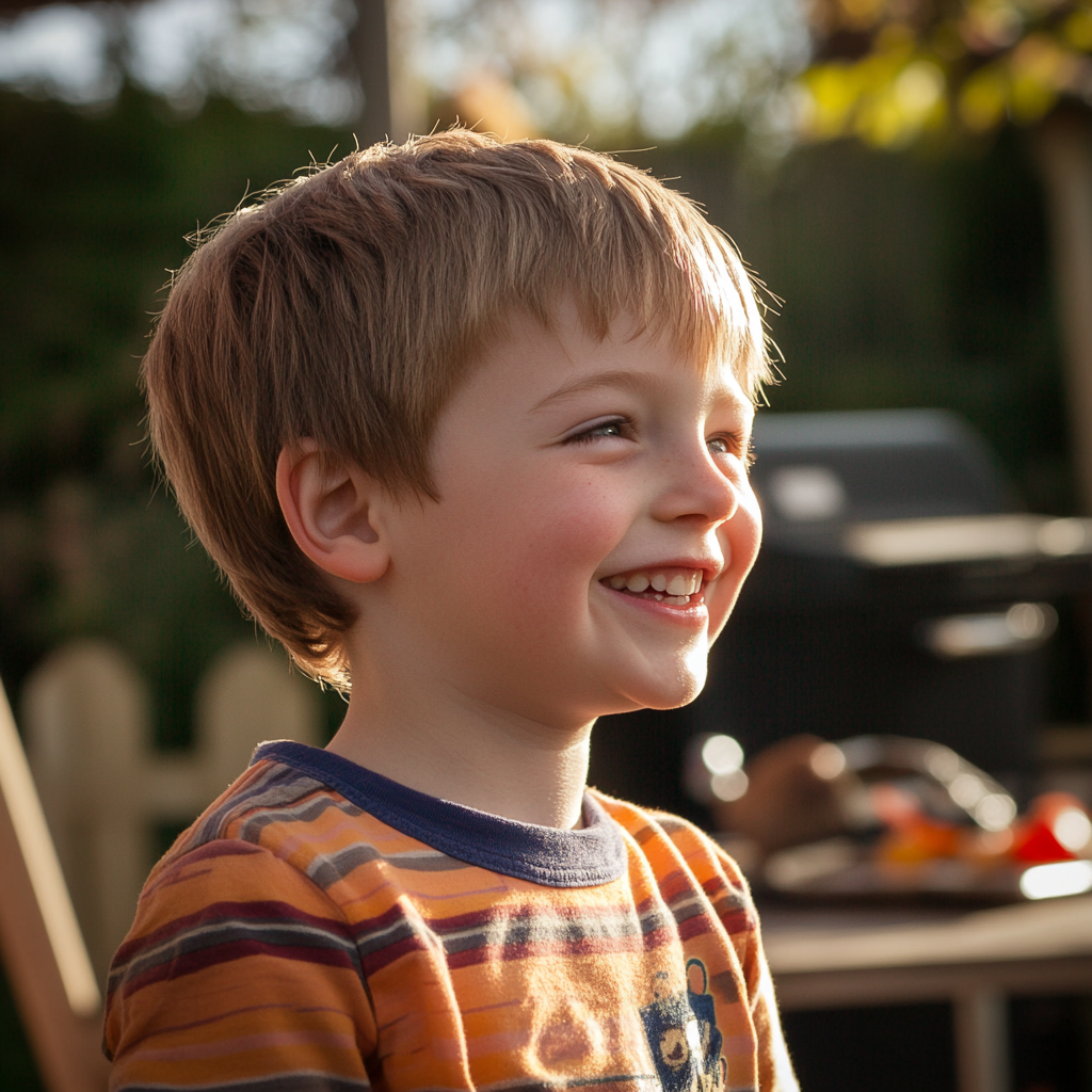 A happy 7-year-old boy | Source: Midjourney