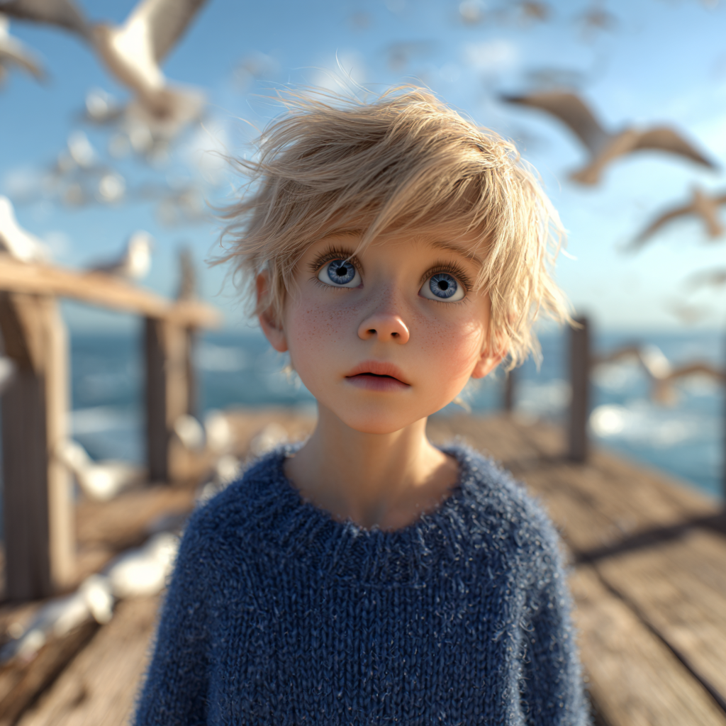 A curious little boy standing on a pier near the sea | Source: Midjourney