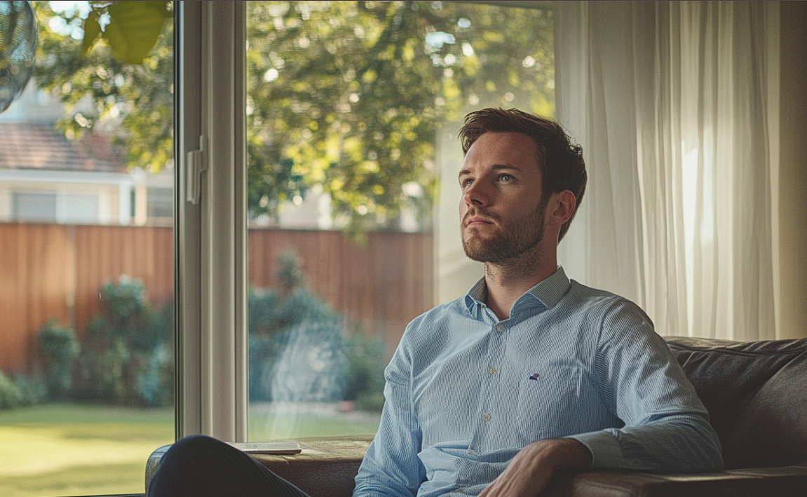 A man in an armchair looking at someone | Source: Midjourney