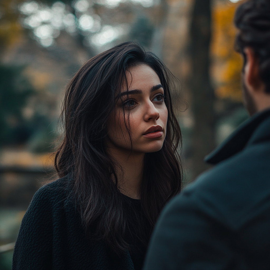 Emotional woman having a serious conversation with her husband | Source: Midjourney