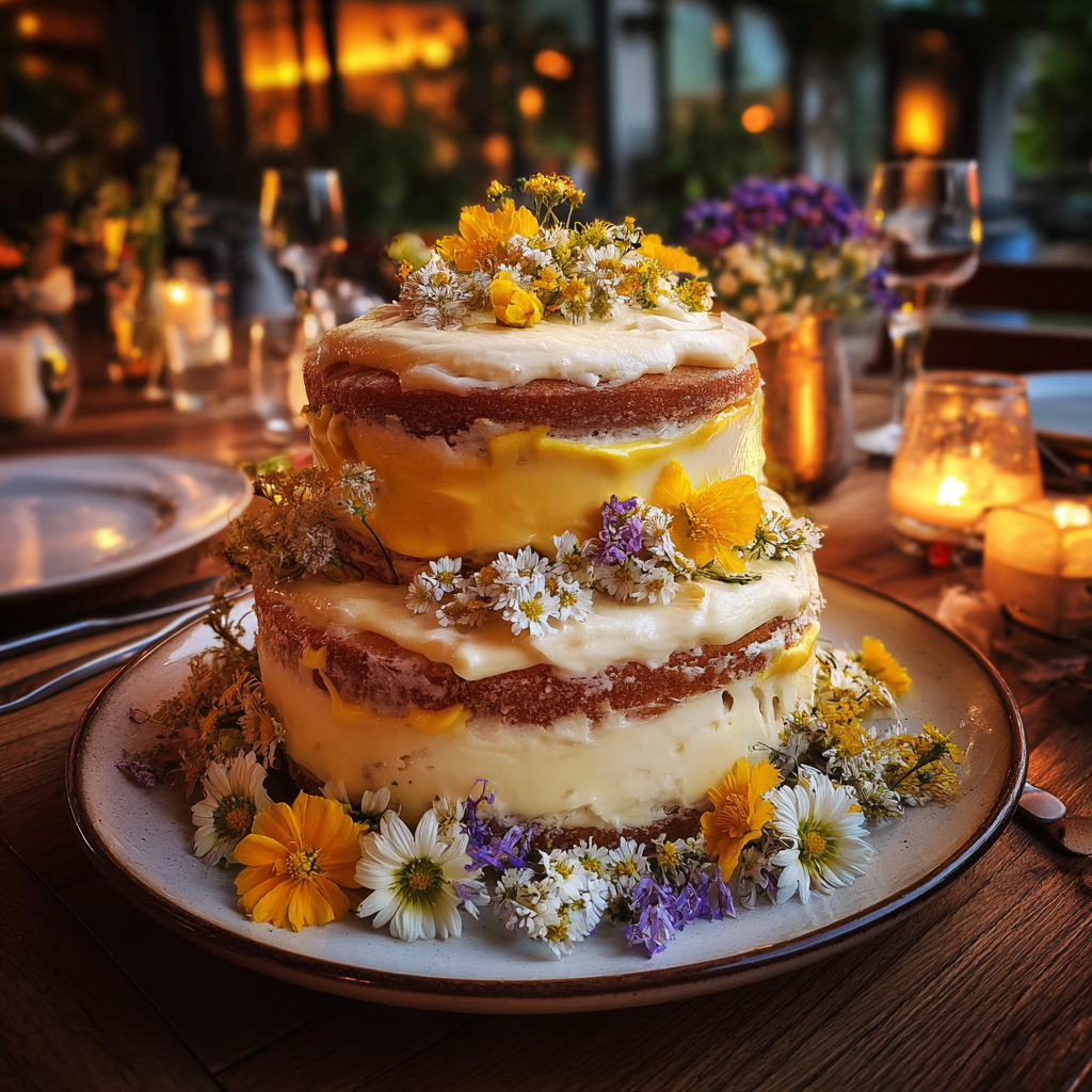 A birthday cake on a table | Source: Midjourney
