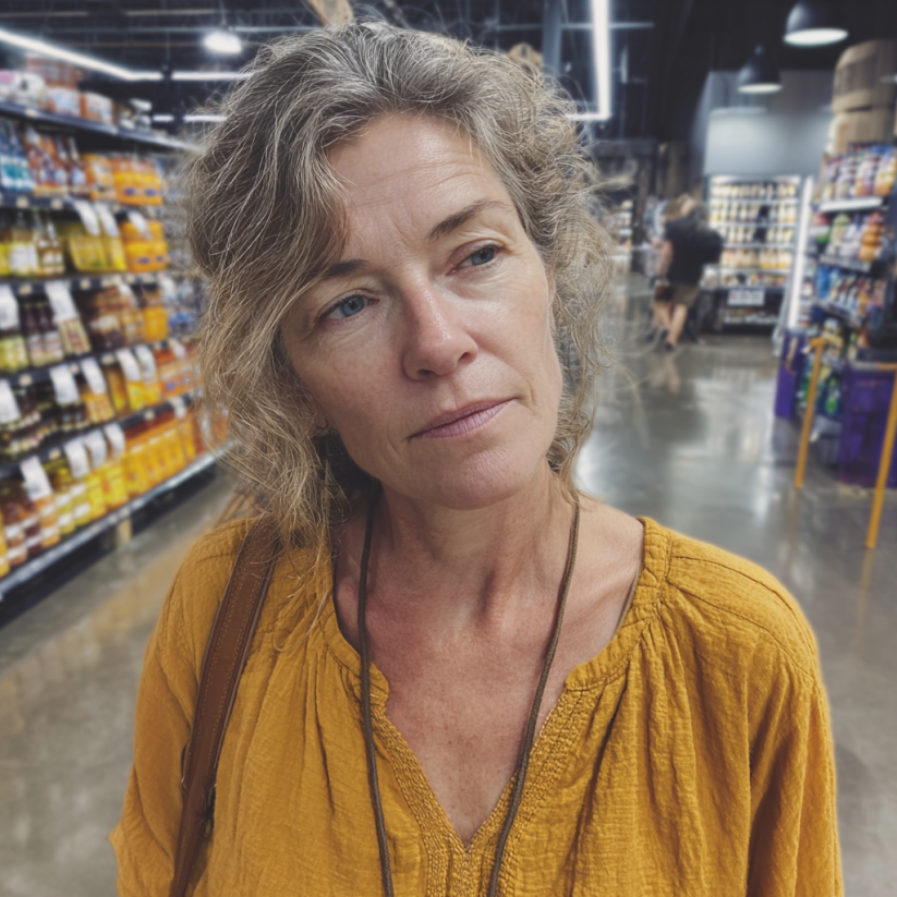 A woman standing in a grocery store | Source: Midjourney