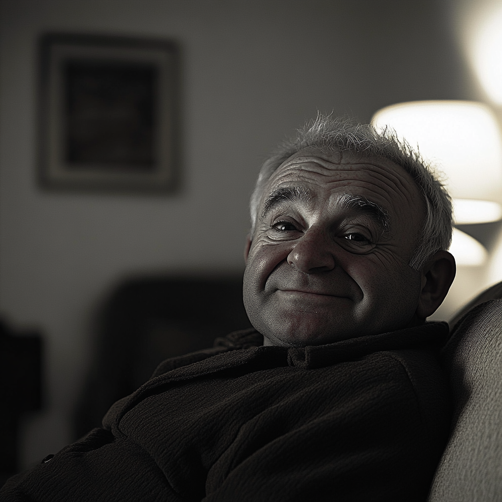 An older man sitting on the couch | Source: Midjourney