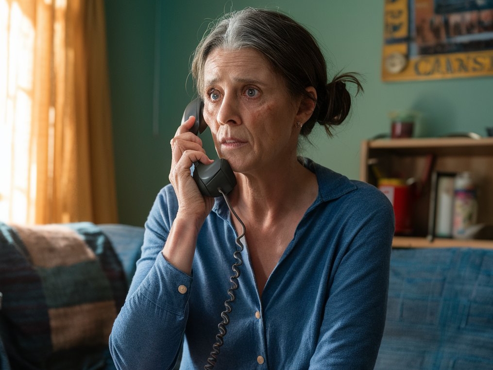 A woman making a call from an apartment | Source: Midjourney