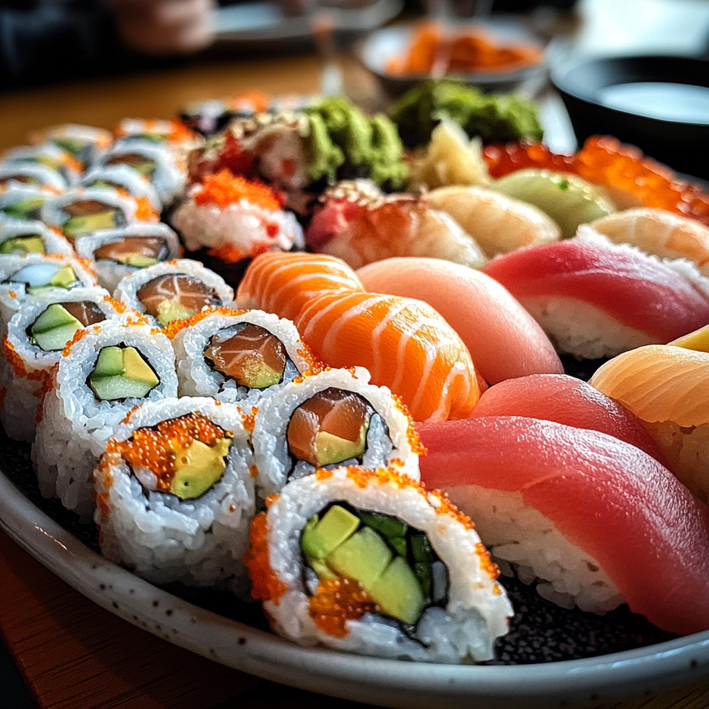 A platter of sushi | Source: Midjourney
