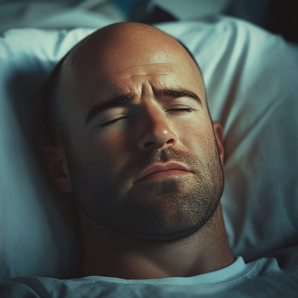 A sick man lying in a hospital bed | Source: Midjourney