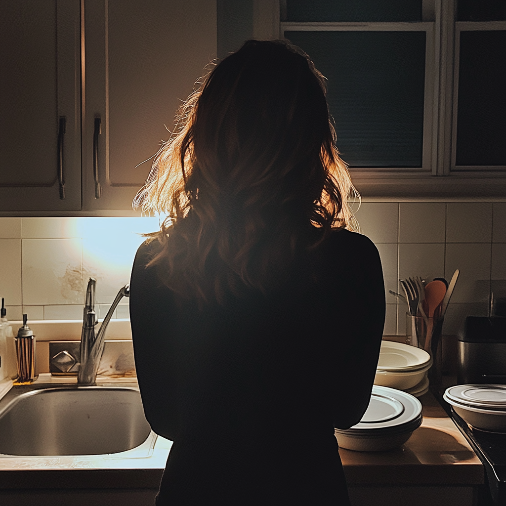 A woman standing at a sink | Source: Midjourney