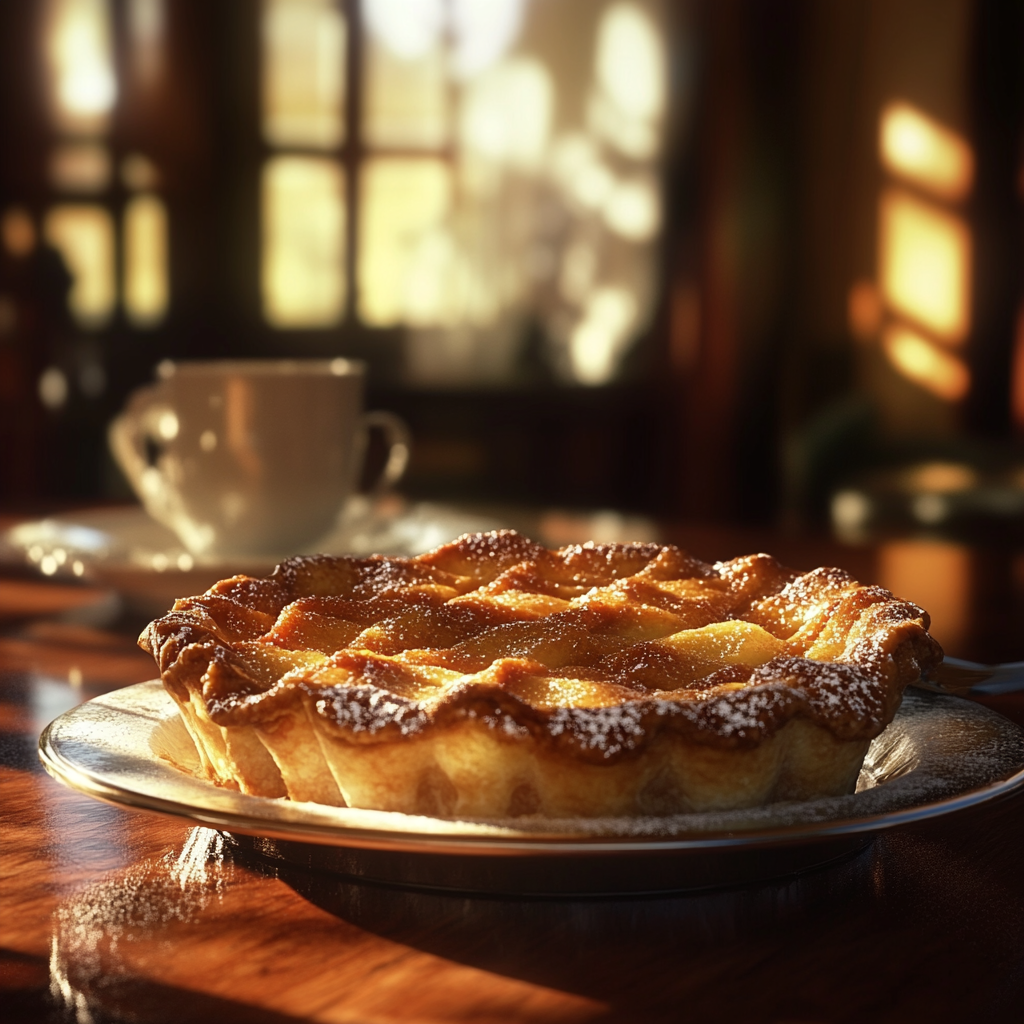 An apple pie on the table | Source: Midjourney