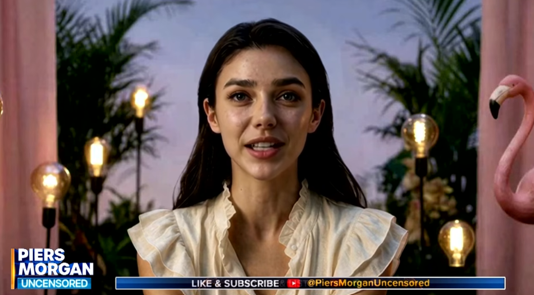 Tilly Norwood during her appearance on "Piers Morgan Uncensored" on September 18, 2026. | Source: YouTube/Piers Morgan Uncensored