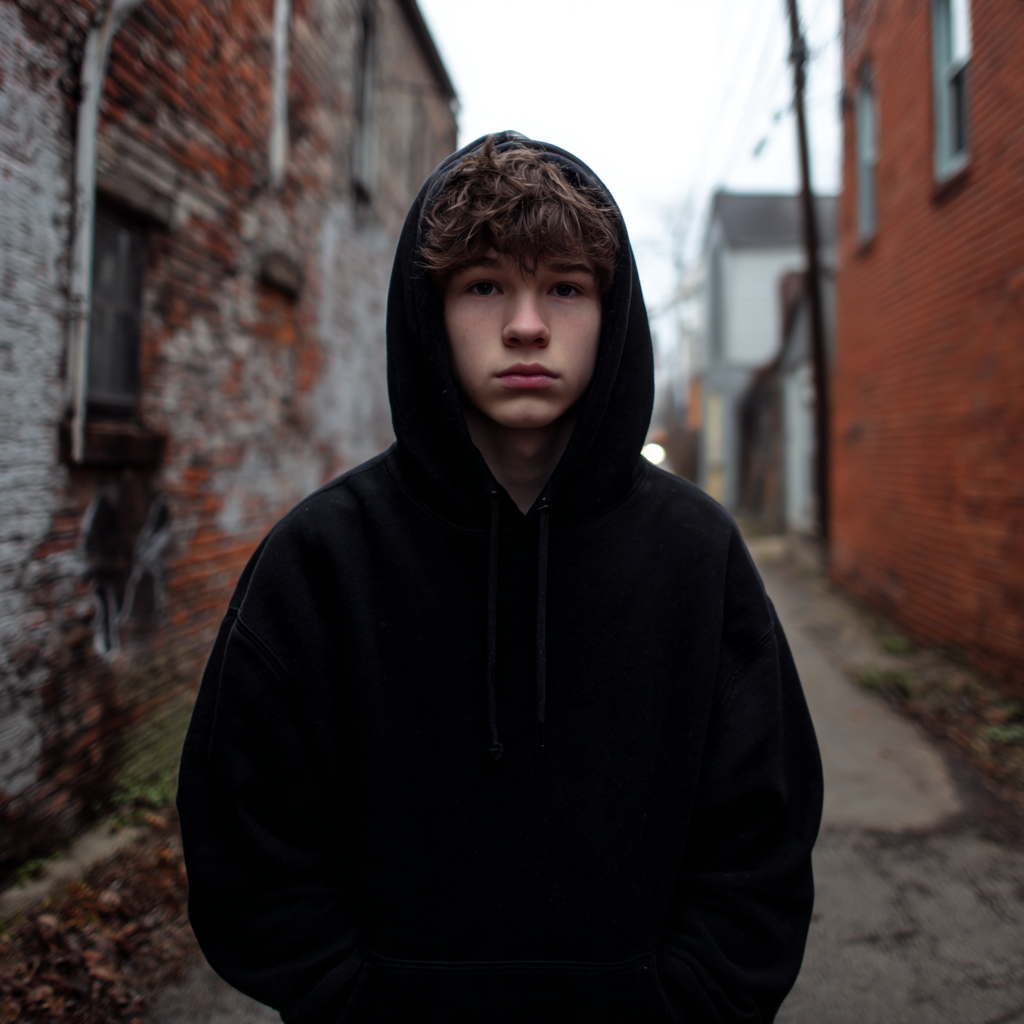 A young boy standing in an alley | Source: Midjourney