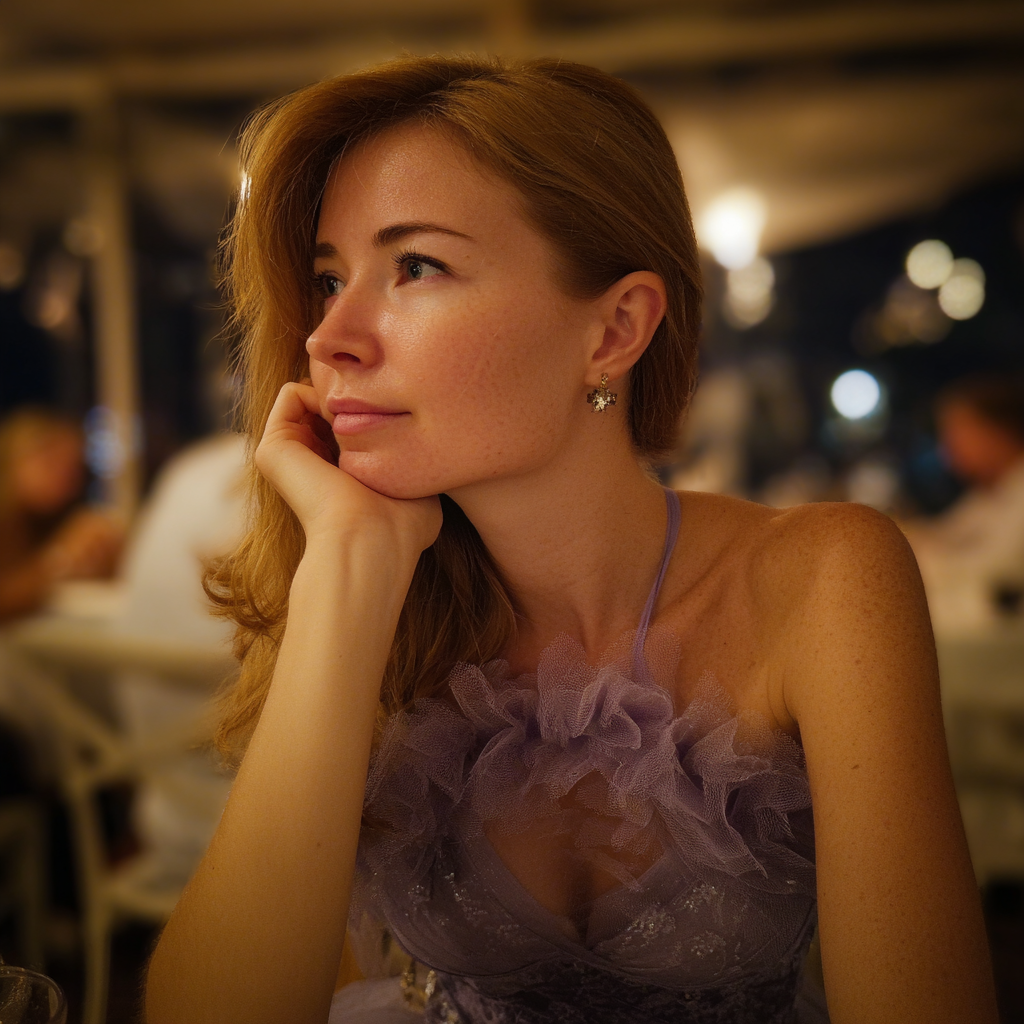 A pensive woman at a wedding reception | Source: Midjourney