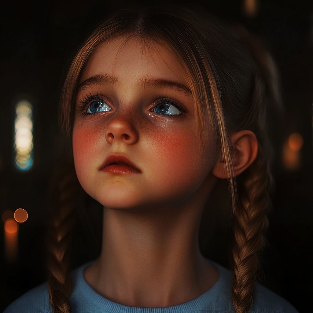 A teary-eyed little girl | Source: Midjourney