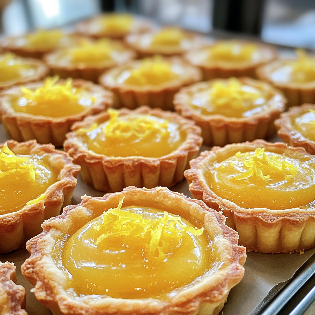 A tray of lemon tarts | Source: Midjourney