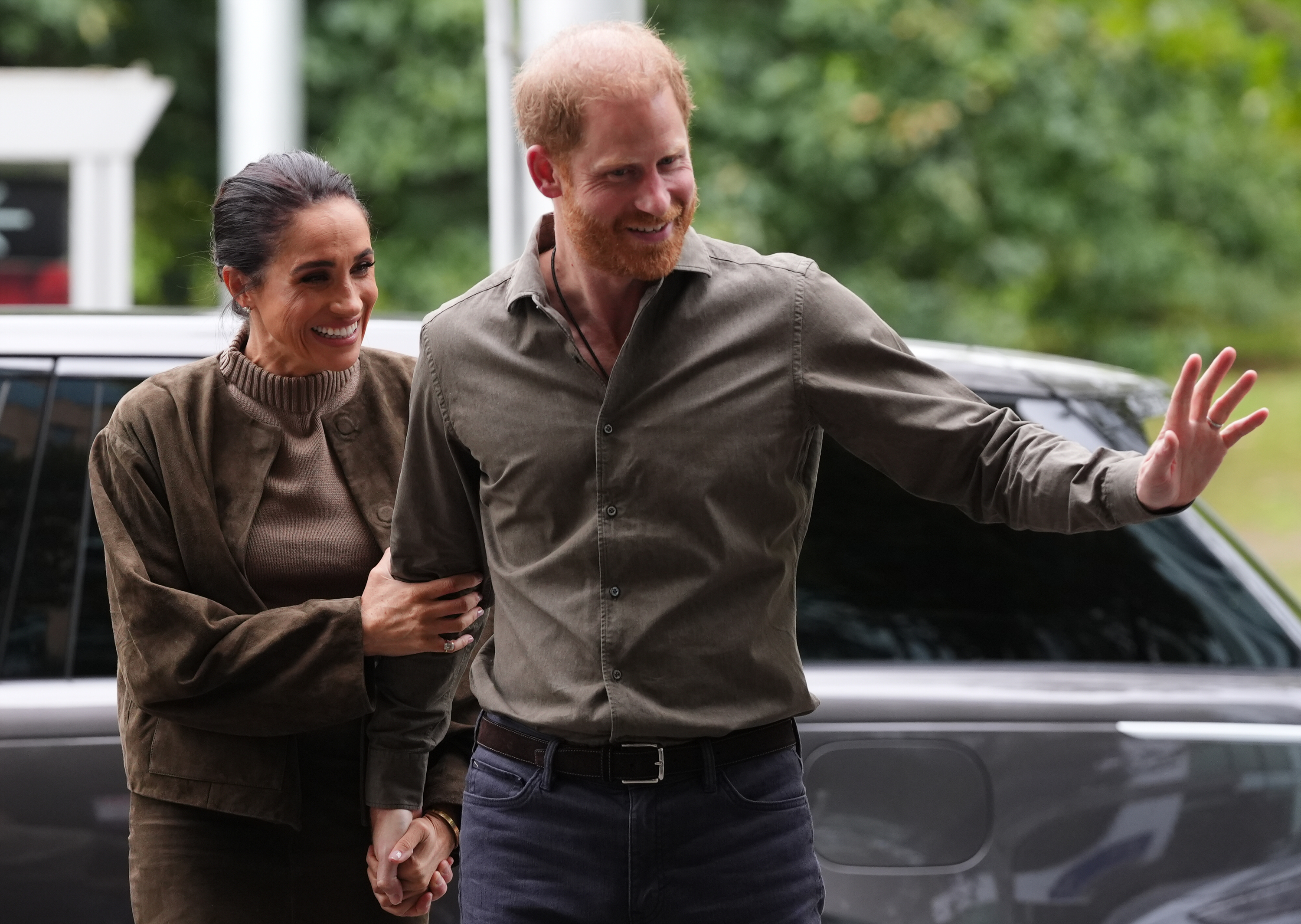 Prince Harry, Duke of Sussex and Meghan, Duchess of Sussex arrive at the Australian National Veterans Arts Museum (Anvam) in Southbank on April 14, 2026 in Melbourne, Australia. | Source: Getty Images