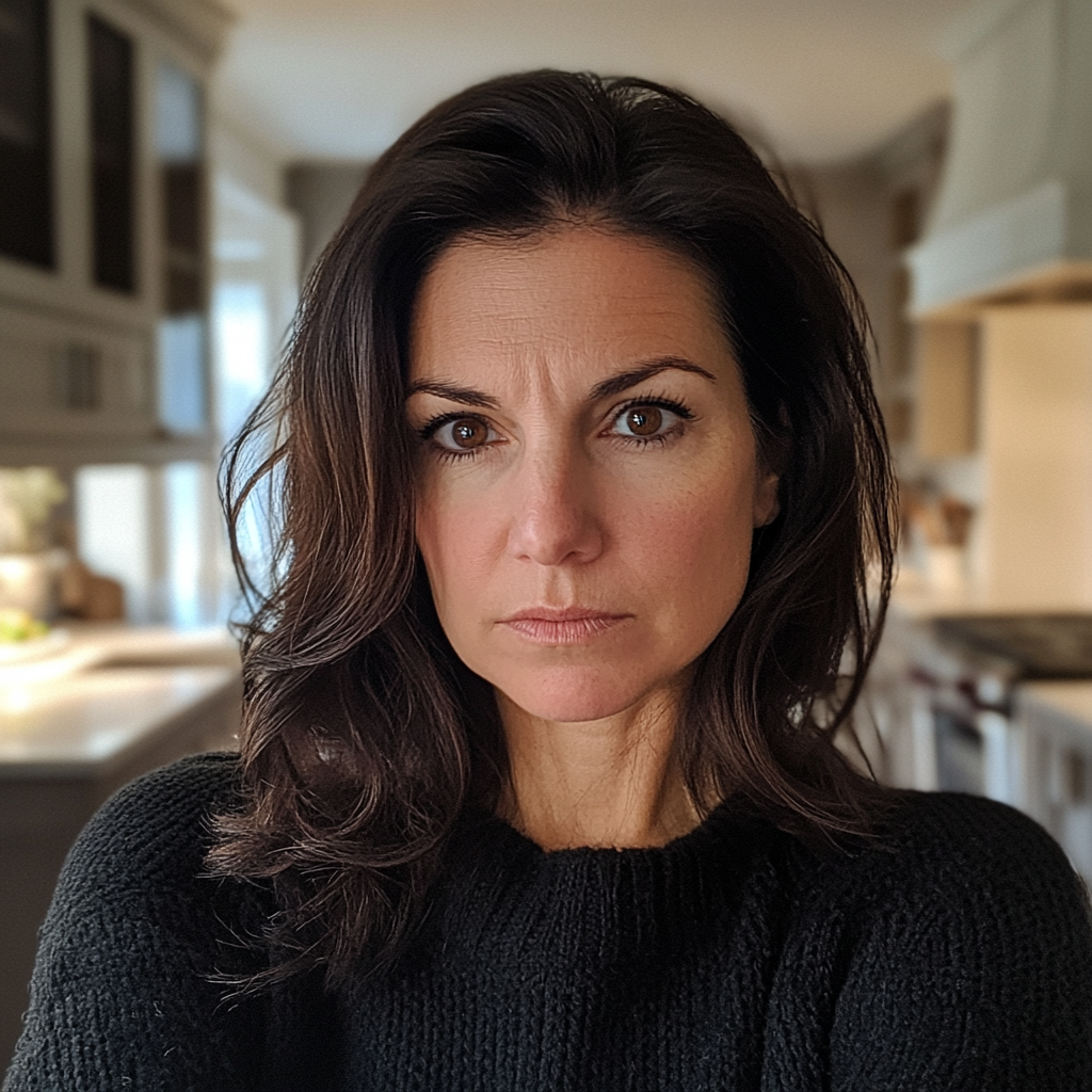 A close up of a woman wearing a black sweater | Source: Midjourney
