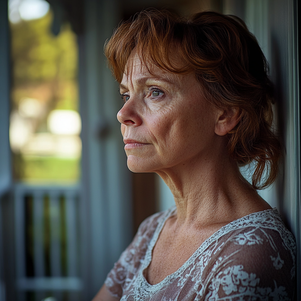 A woman sitting on her porch | Source: Midjourney