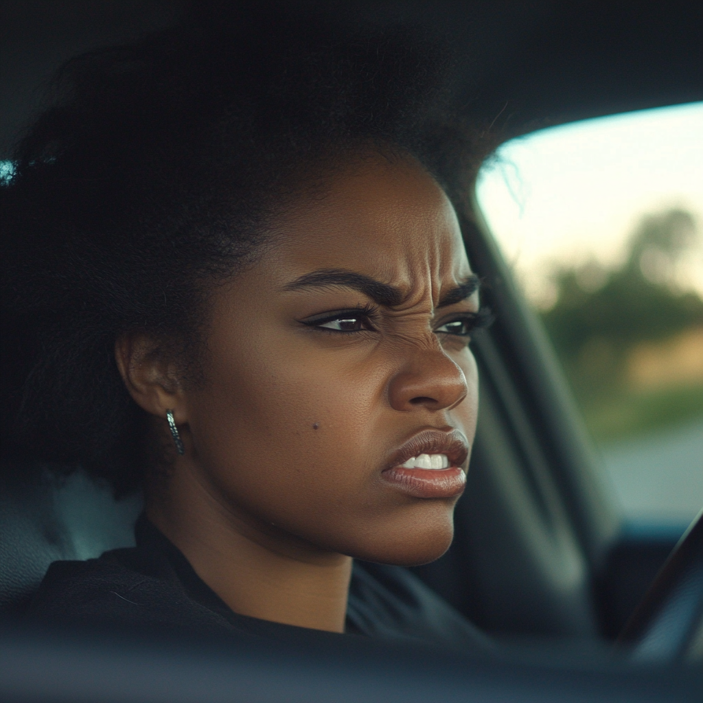 An angry woman driving | Source: Midjourney