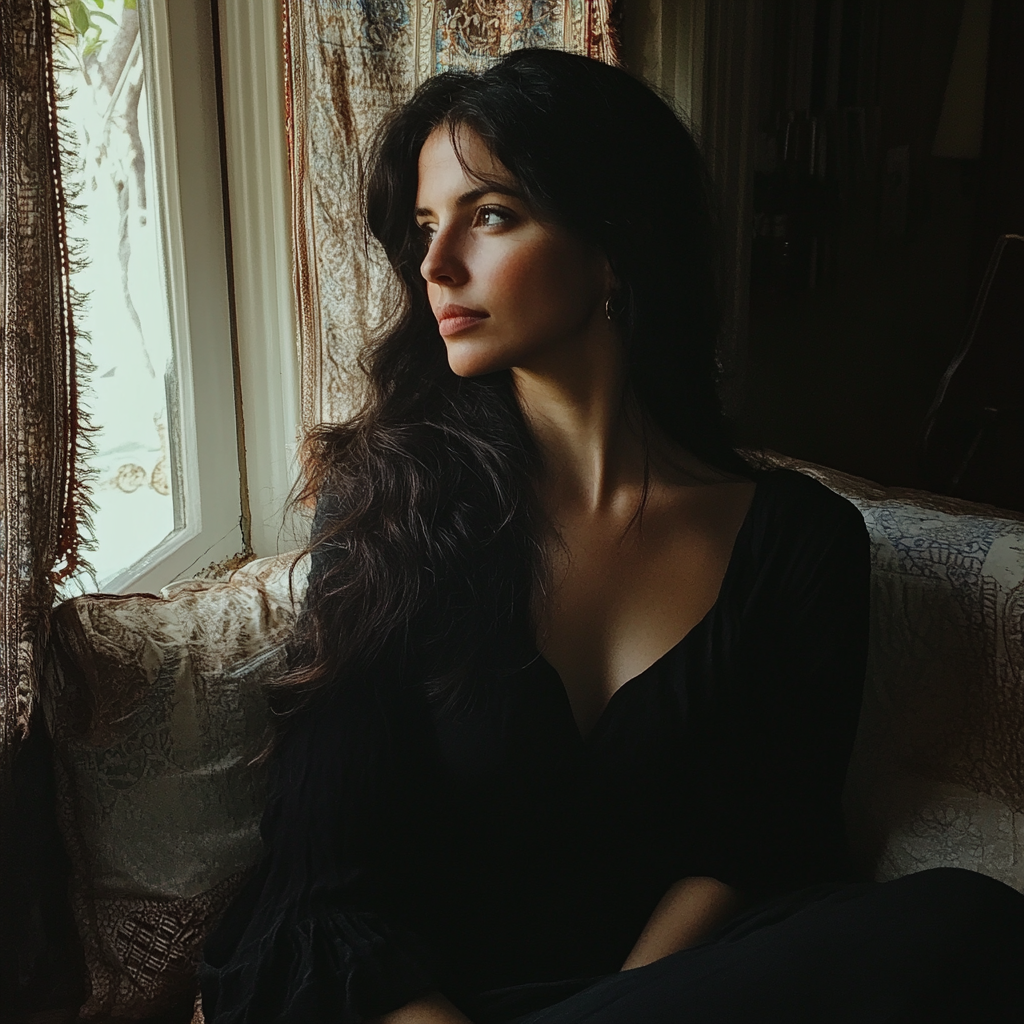 A woman sitting by a window | Source: Midjourney