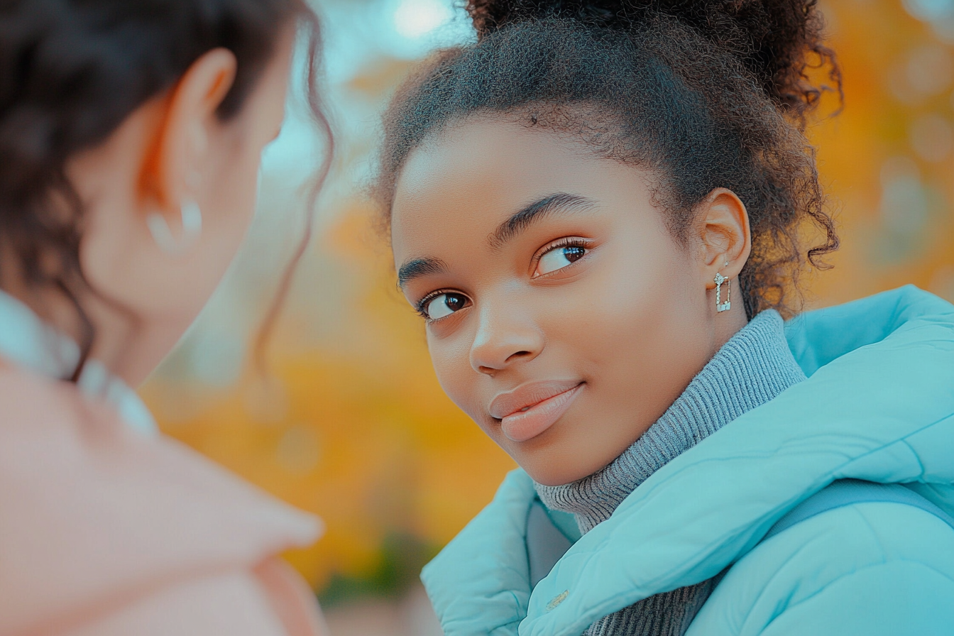 A girl talking to her friend | Source: Midjourney