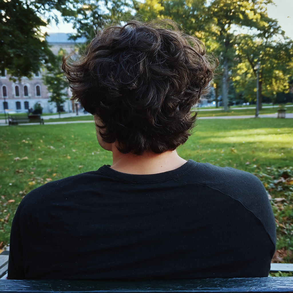 A man sitting on a park bench | Source: Midjourney