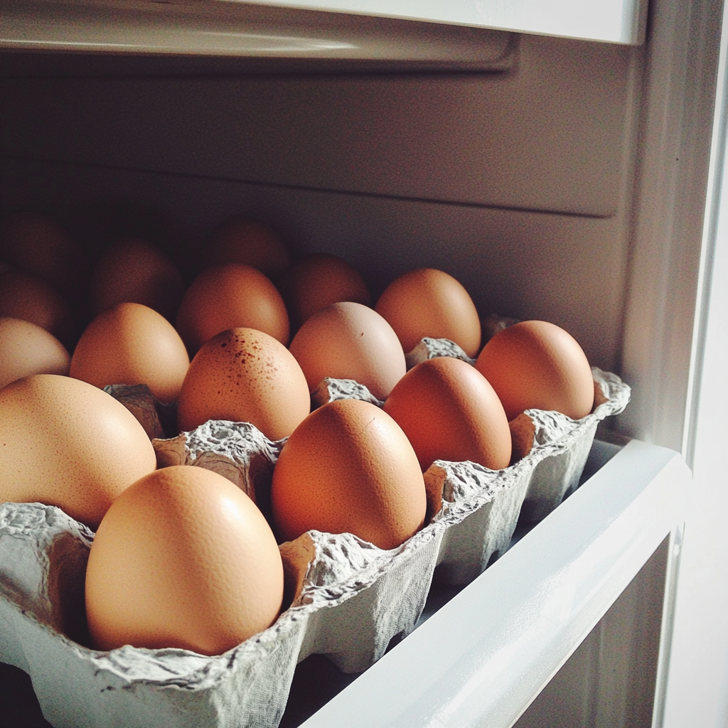 Eggs in a fridge | Source: Midjourney