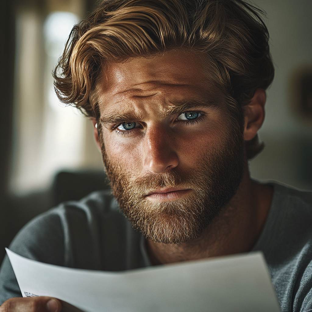 A sad man holding a document | Source: Midjourney