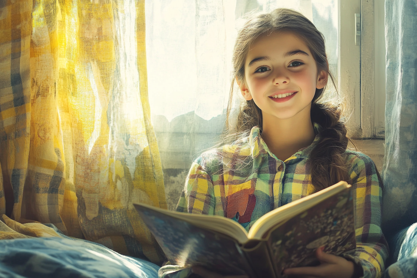 A girl holding a book | Source: Midjourney