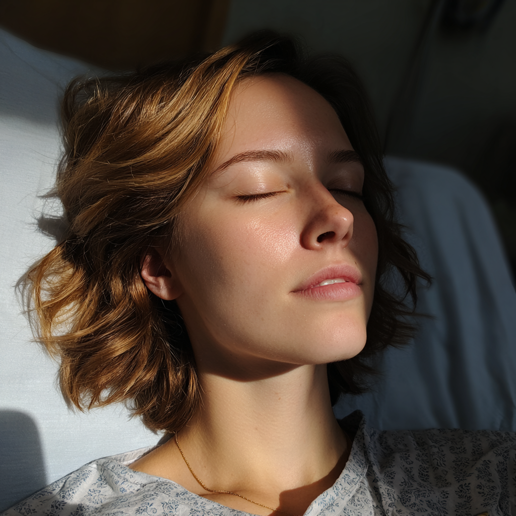 A woman lying in a hospital bed | Source: Midjourney