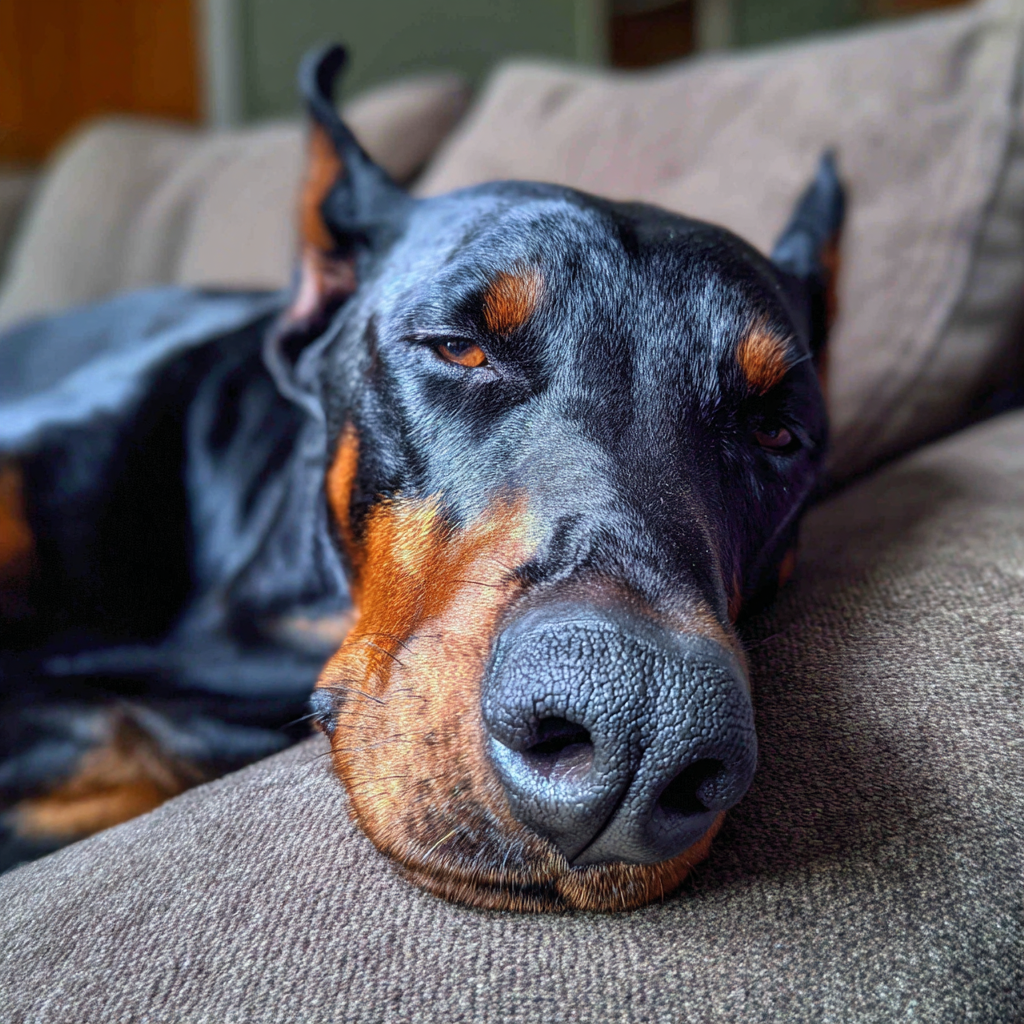 A dog resting on a couch | Source: Midjourney
