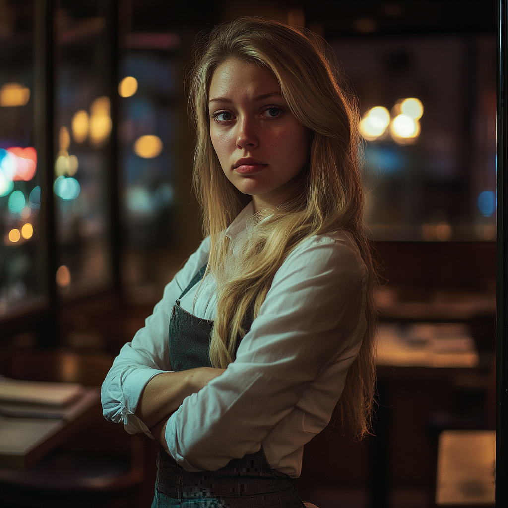 A serious waitress in a restaurant | Source: Midjourney