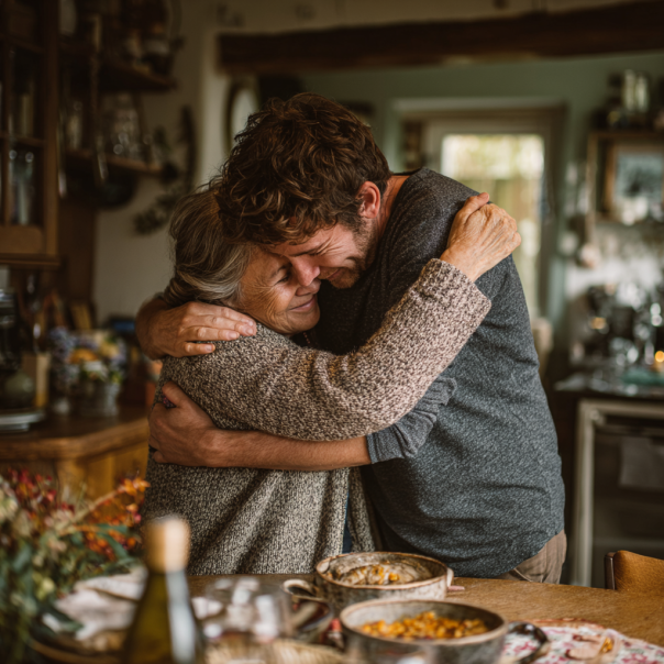A mother and son hugging | Source: Midjourney