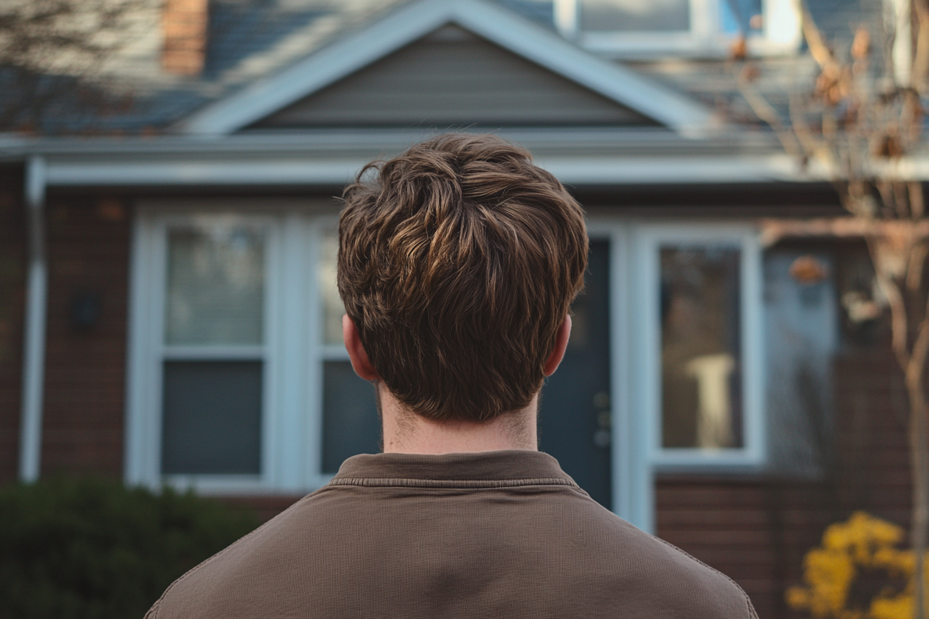 A man standing outside a house | Source: Midjourney