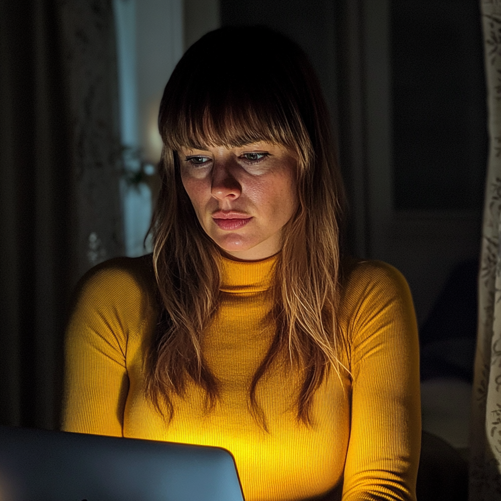 A woman sitting at her laptop | Source: Midjourney