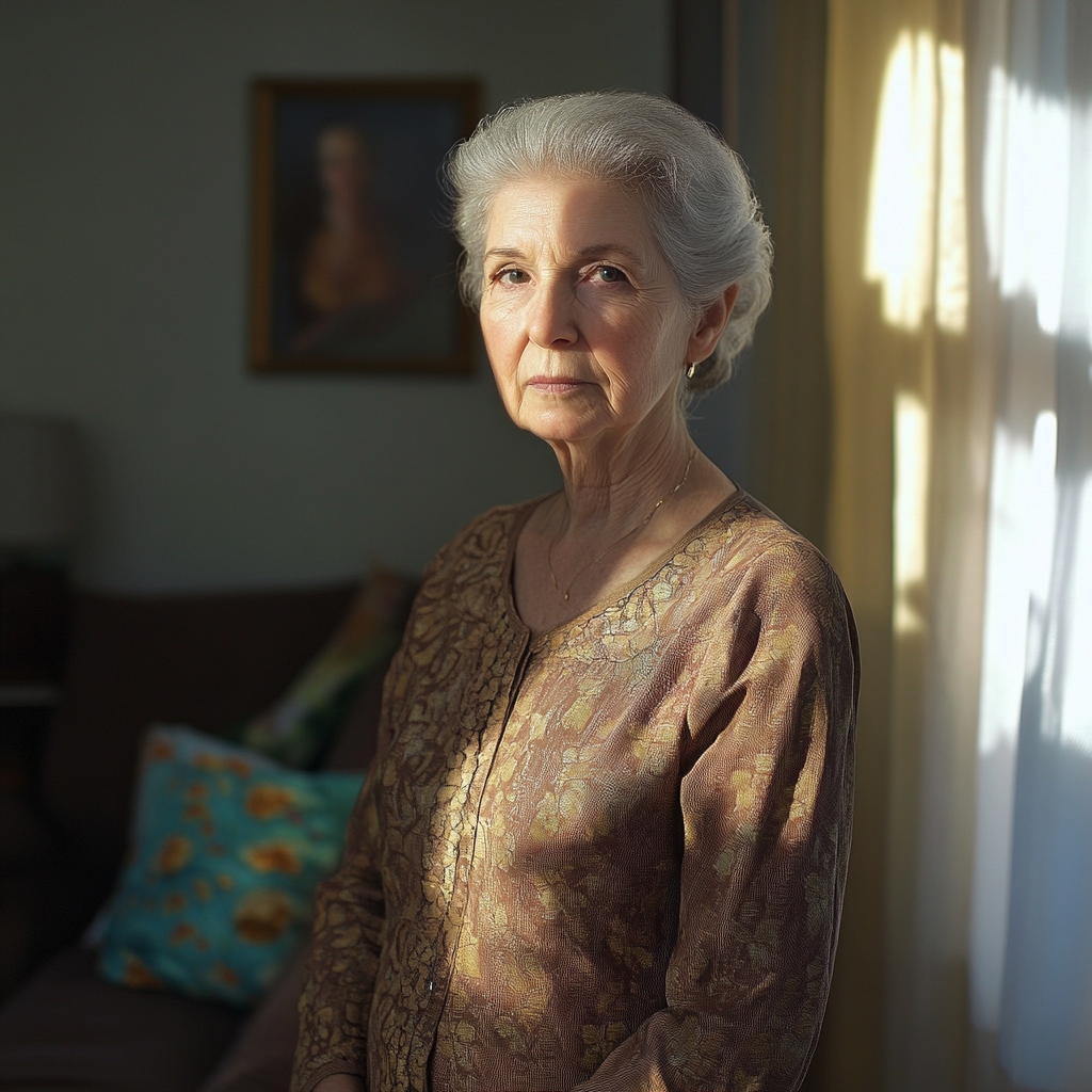 An older woman standing in a living room | Source: Midjourney