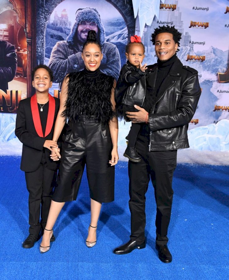Cree Hardrict, Tia Mowry-Hardrict, Cory Hardrict and Cairo Tiahna Hardrict arrive at the Premiere of "Jumanji: The Next Level" on December 09, 2019, in Hollywood, California. | Photo by Steve Granitz/WireImage/Getty Images