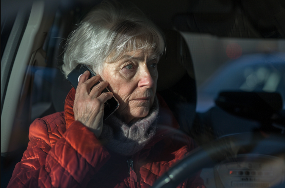 A worried older woman talking on the phone | Source: Midjourney