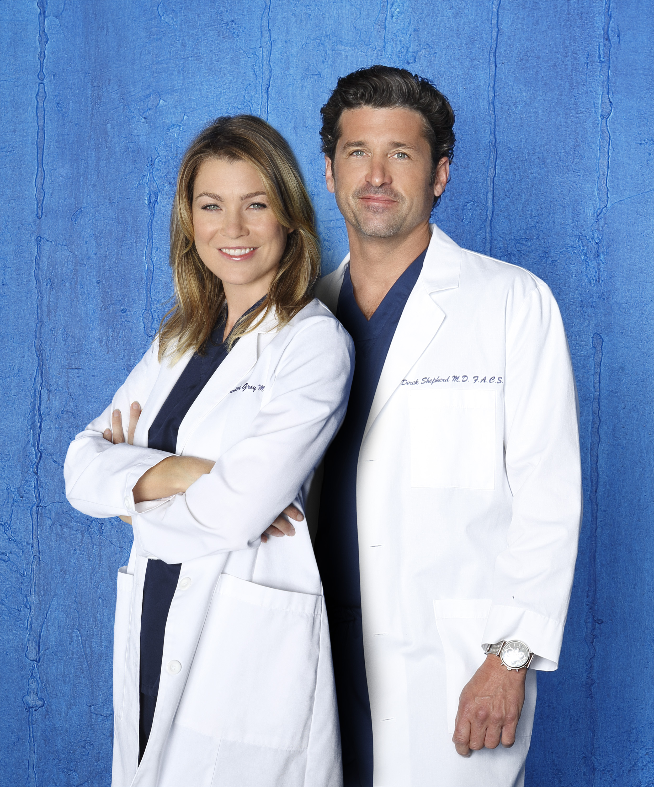"Grey's Anatomy" stars Ellen Pompeo as Dr. Meredith Grey and Patrick Dempsey as Dr. Derek Shepherd circa 2014. | Source: Getty Images
